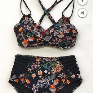 Flower dance high waisted bikini